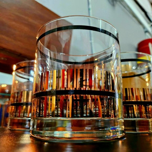 Vintage Culver Glassware Black and Gold 22k (Set of 4 Cocktail Glasses) - Picture 1 of 5